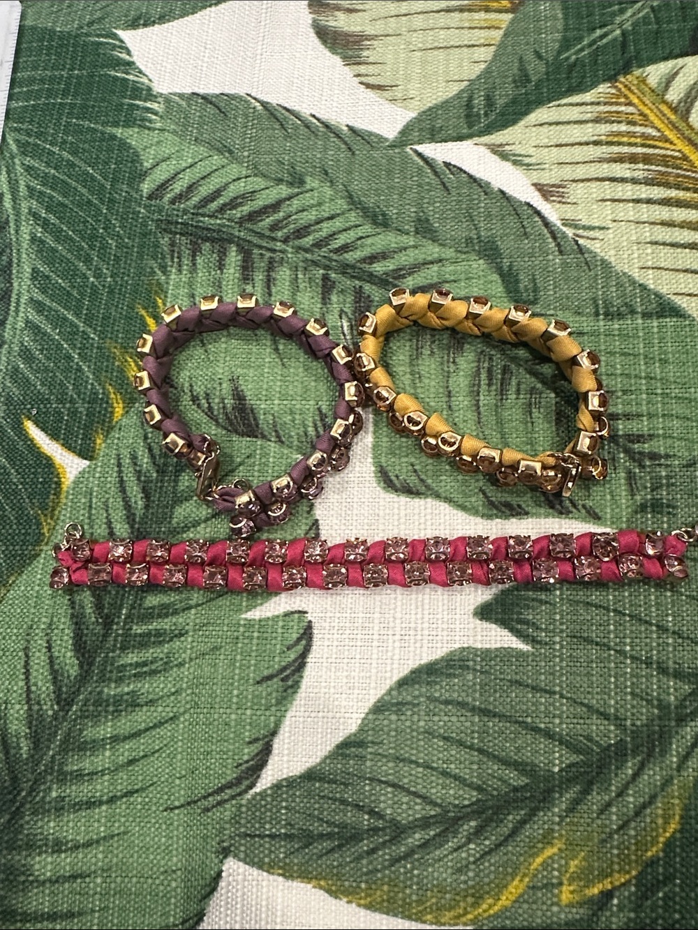 Gold and Purple Stud Wrap Bracelets with Pink Crystal Tennis Bracelet